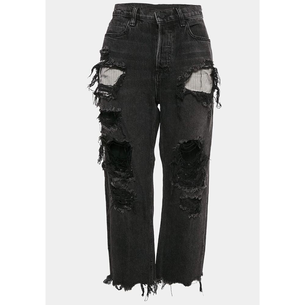 Alexander Wang Black Distressed Straight Leg Jeans